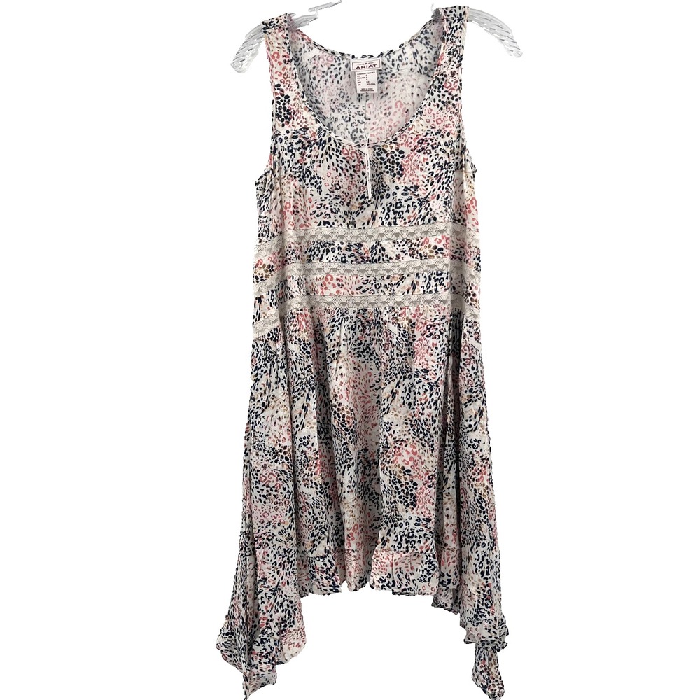ARIAT Women's Sz S NWT Sweet Spring Rayon/Spandex Lace Accent Asymmetrical Dress